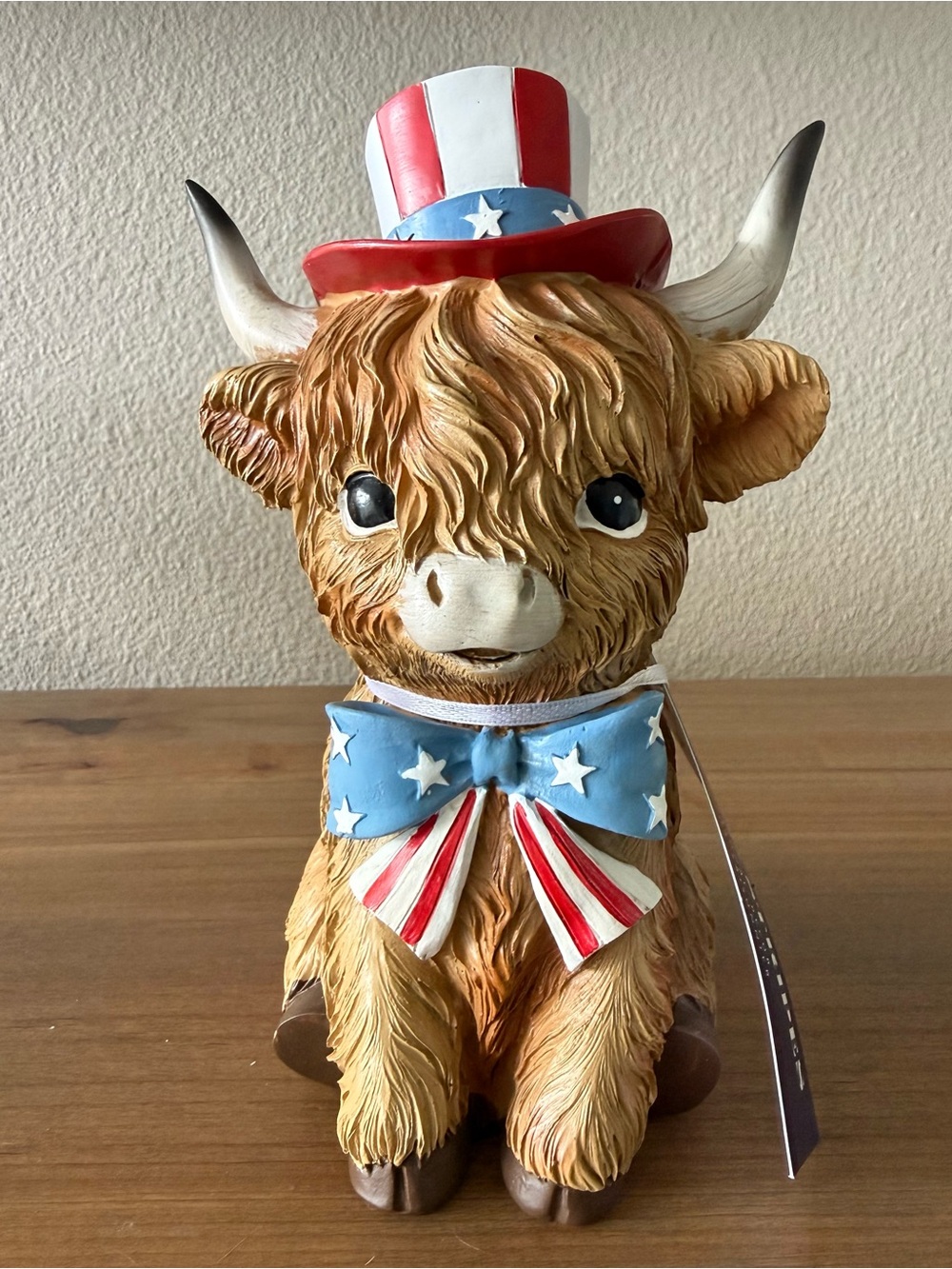 NWT Patriotic Highland Cow Resin Figurine
